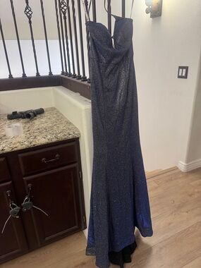 Jules and Cleo Strapless Navy Sparkle Evening Gown